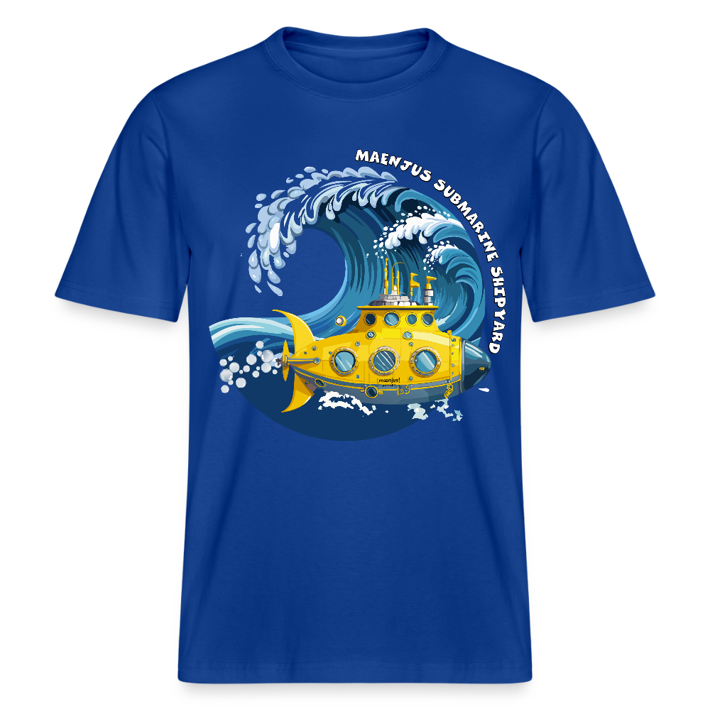 Unisex Bio-T-Shirt mit MAENJUS SUBMARINE SHIPYARD PRINT Vorderseite - Dunkelblau