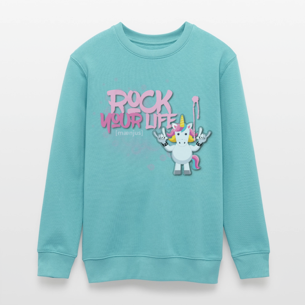 MNJS TEENS Bio Sweatshirt mit ROCK YOUR LIFE PRINT - Pastelltürkis