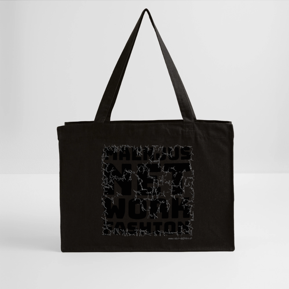 Recycelter Shopping Bag mit MAENJUS NETWORK FASHION PRINT - Schwarz