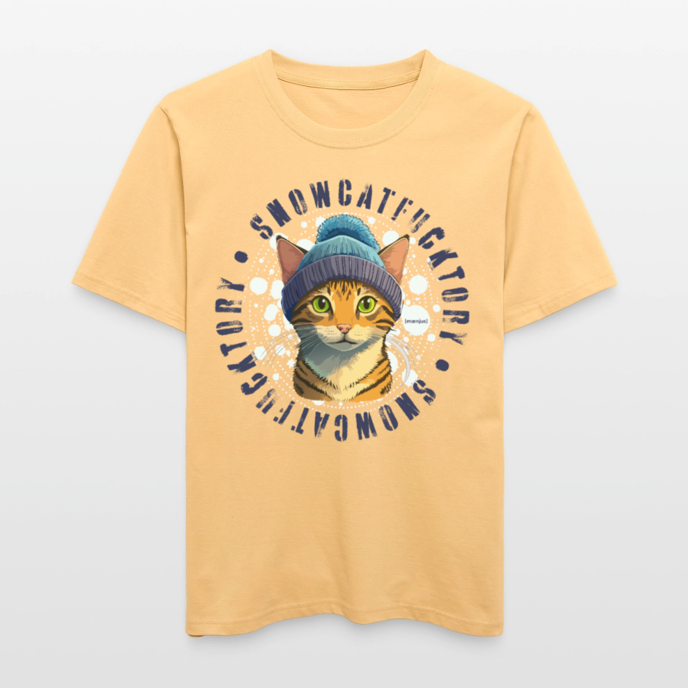 Unisex Bio-T-Shirt mit SNOWCATFUCKTORY PRINT - Hellgelb