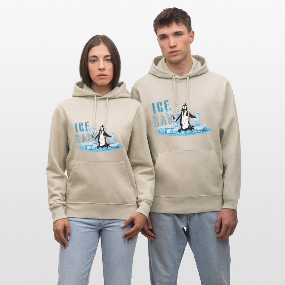Unisex Bio-Hoodie mit ICE ICE BABY PINGUIN PRINT - Beige