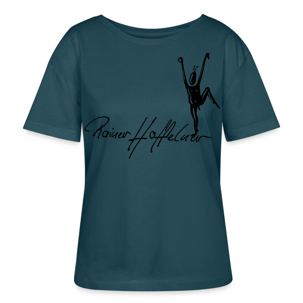 Frauen T-Shirt mit TUSCHEMÄNNCHEN PRINT - Dunkles Petrol
