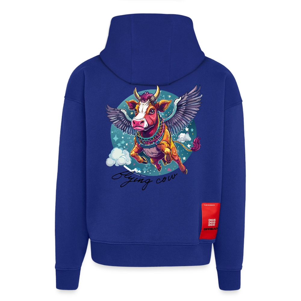 Heavyweight Oversized Organic Hoodie mit FLYING COW PRINT - Iconic Blue