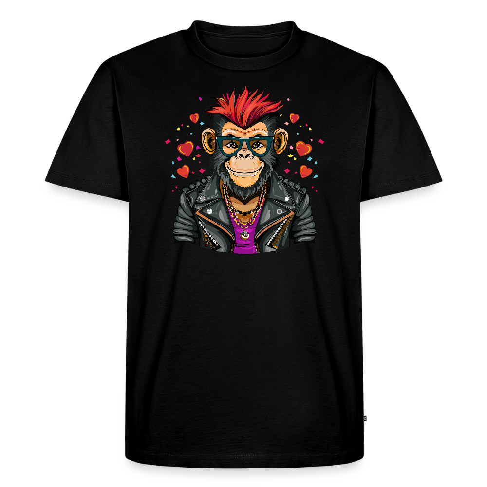 Männer Premium T-Shirt mit MONKEY IN LOVE PRINT - Schwarz