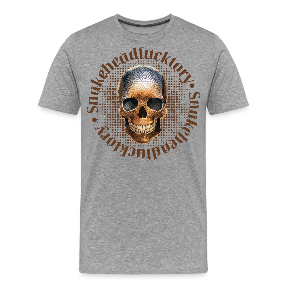 Männer Premium T-Shirt mit SNAKEHEAD SKULL PRINT - Grau meliert