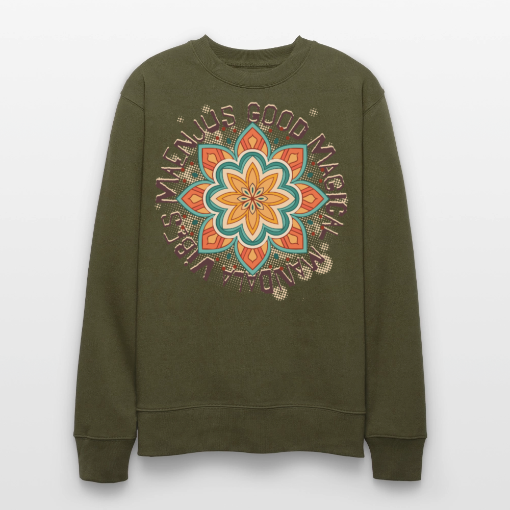 Unisex Bio-Sweatshirt mit MANDALA VIBES PRINT - Khaki