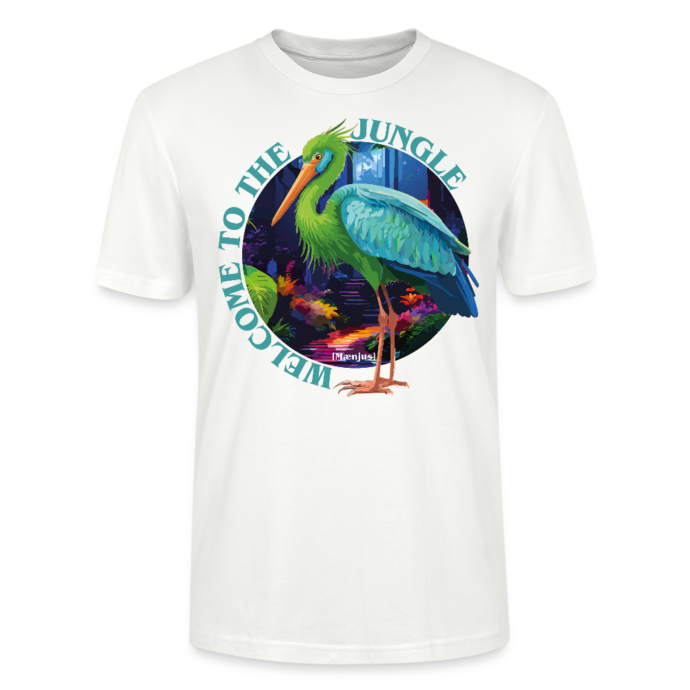 Unisex T-Shirt mit WELCOME TO THE JUNGLE PRINT Vorderseite - Weiß