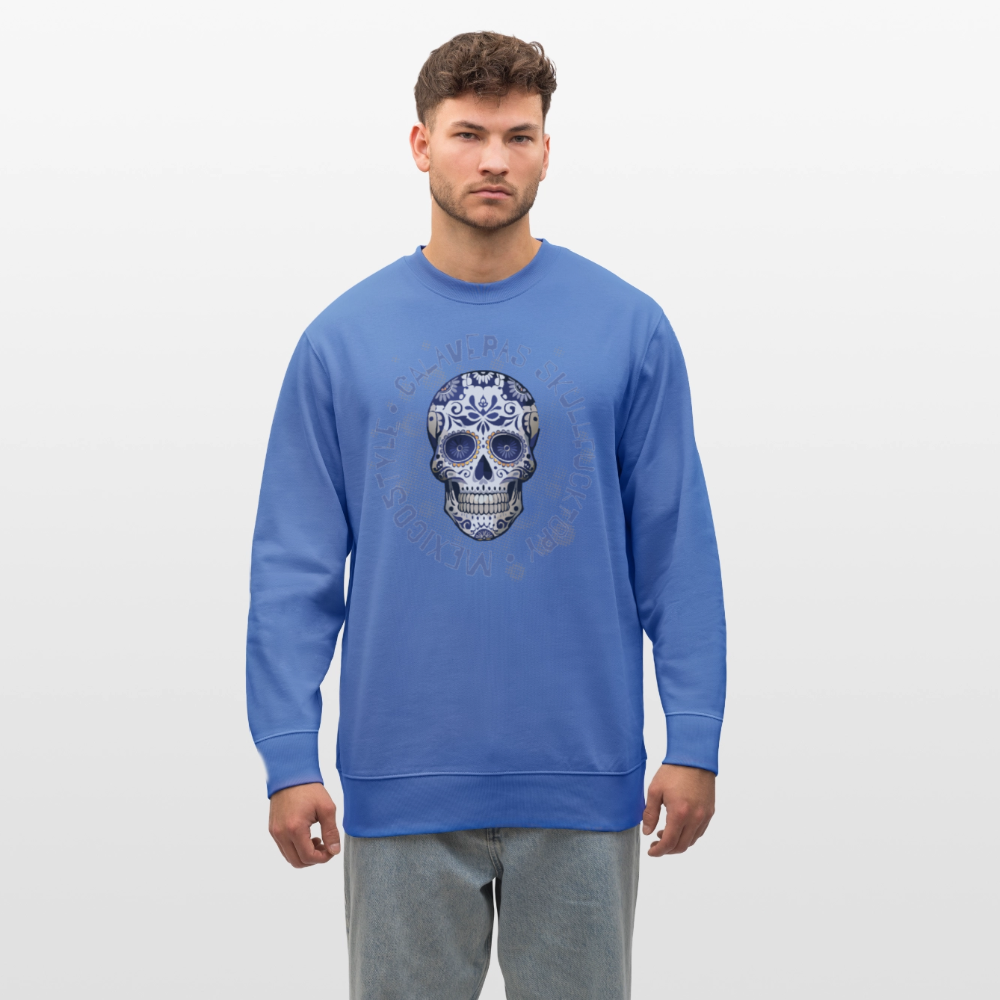 Unisex Bio-Sweatshirt mit CALAVERAS SKULL PRINT - Blau