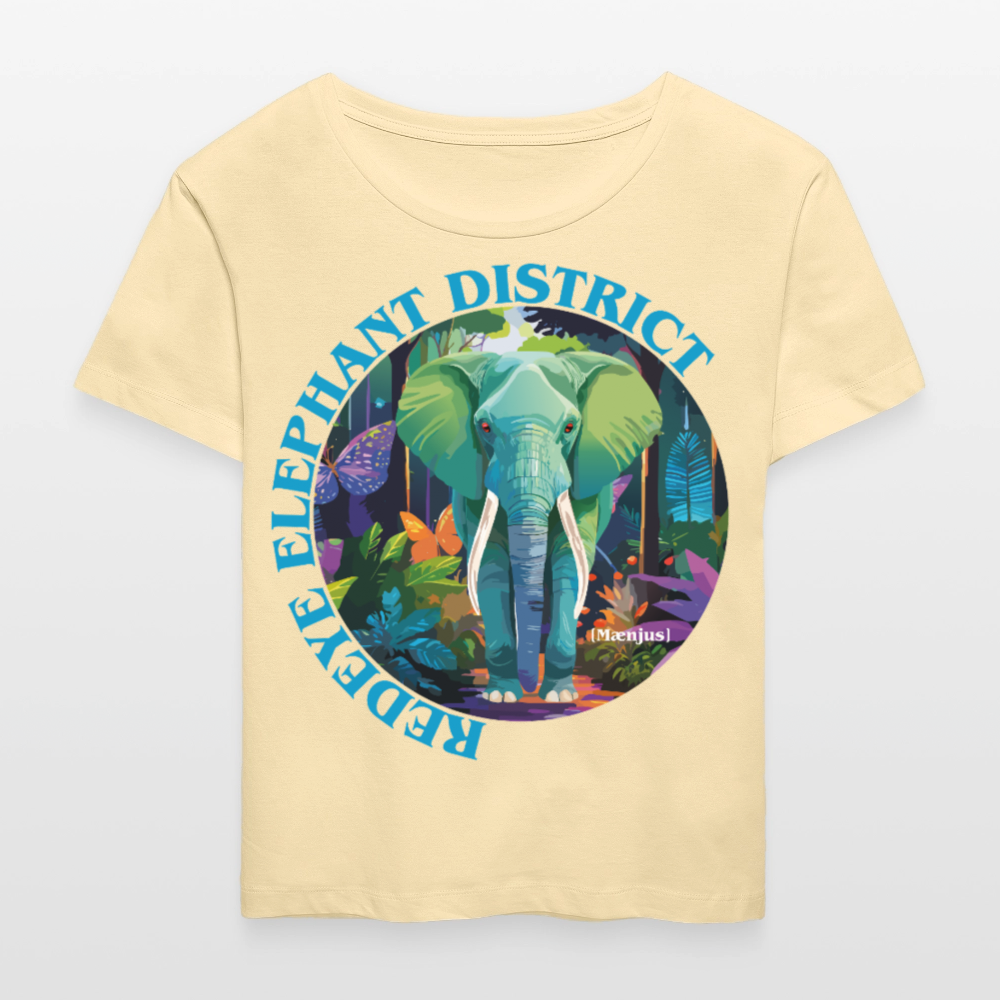 Frauen T-Shirt mit REDEYE ELEPHANT DISTRICT PRINT Vorderseite - Creme