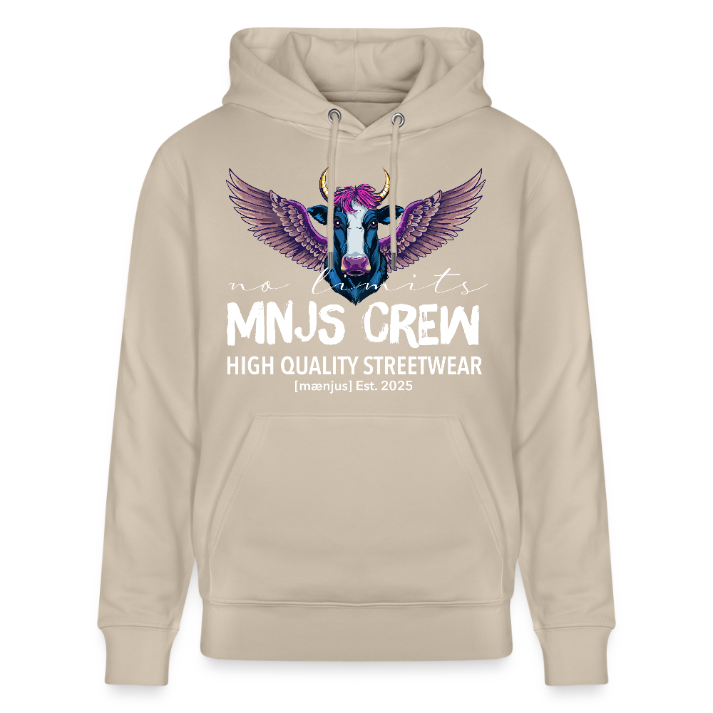 Unisex Bio-Hoodie mit MNJS CREW no limits PRINT - Beige