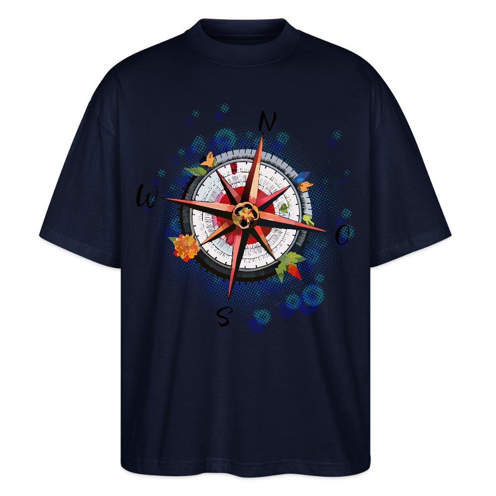 Oversized Unisex T-Shirt mit WINDROSE PRINT - Navy