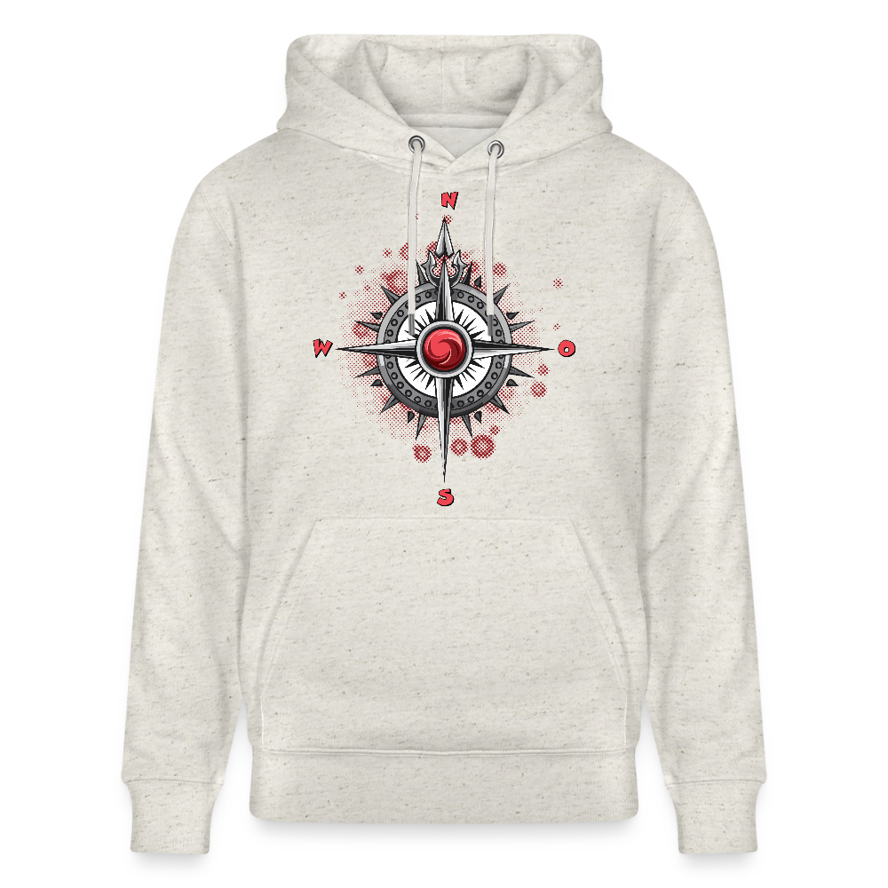 Unisex Hoodie mit WINDROSE PRINT - Beige meliert