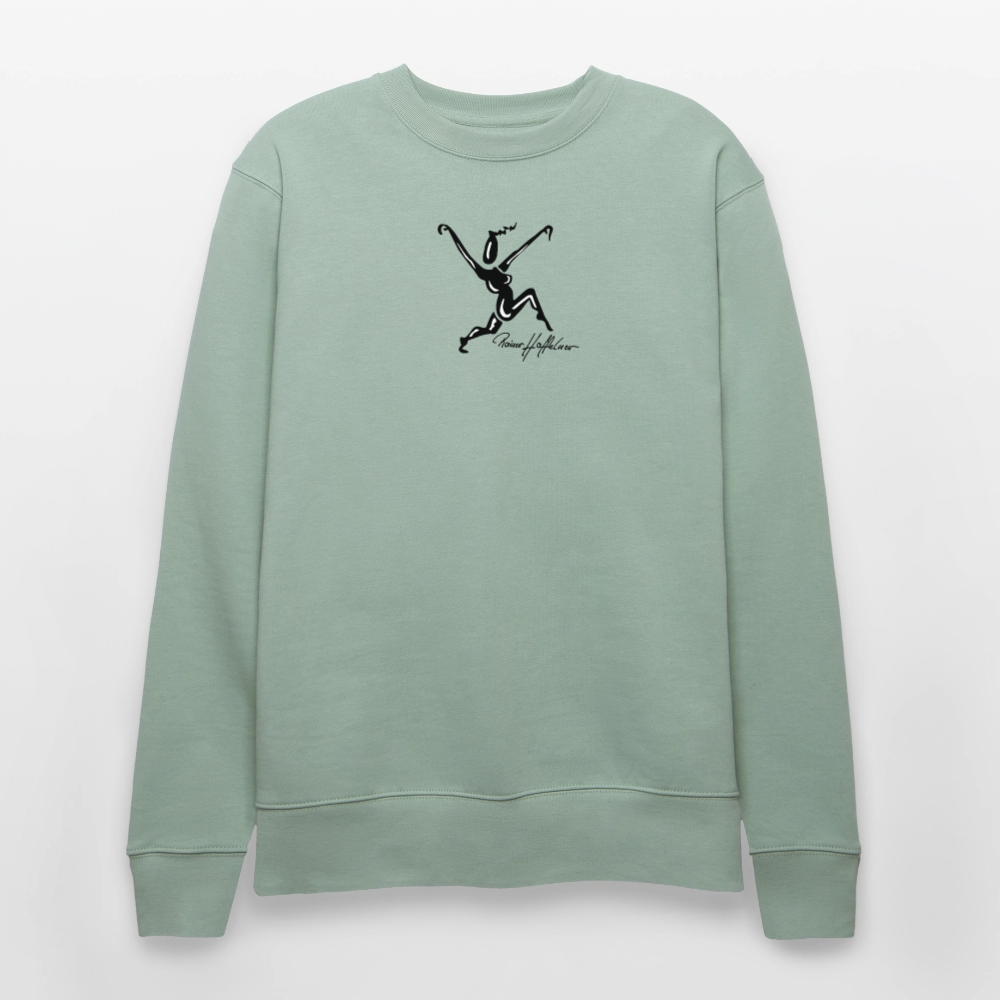 Unisex Bio-Sweatshirt mit TUSCHEWEIBCHEN PRINT - Helles Graugrün