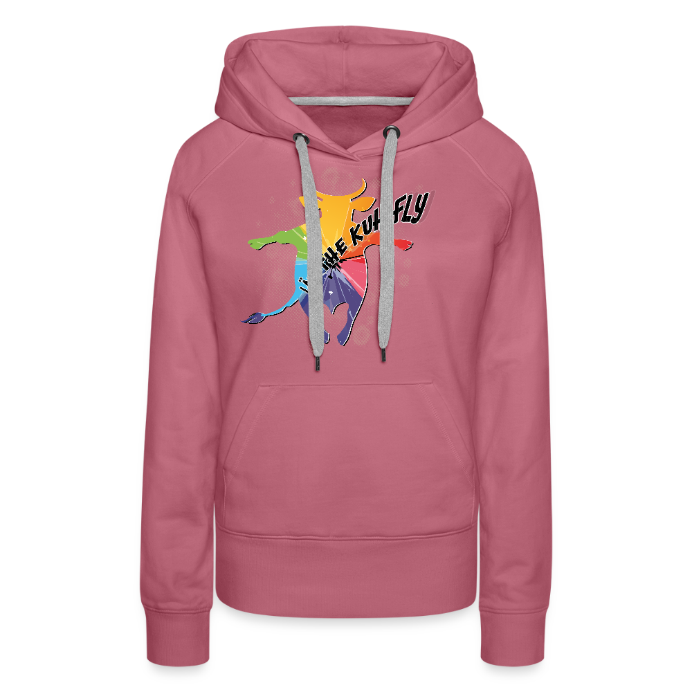 Frauen Premium Hoodie mit LÄD THE KUH FLY PRINT - Malve