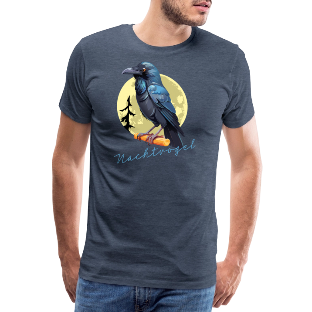 Männer Premium T-Shirt mit NACHTVOGEL PRINT - Blau meliert