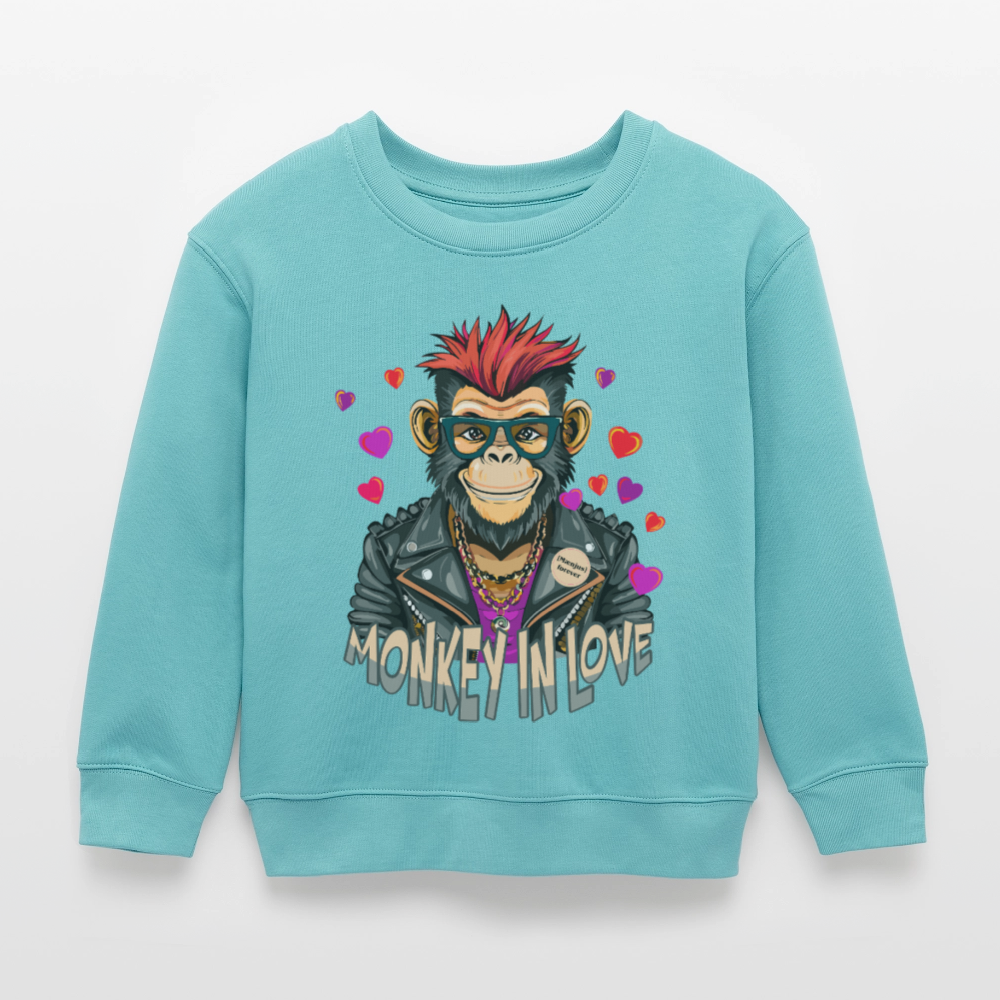 MNJS KIDS Mini Changer Bio Sweatshirt mit MONKEY IN LOVE PRINT - Pastelltürkis