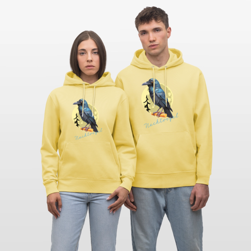 Unisex Hoodie mit NACHTVOGEL PRINT - Gelb Viva