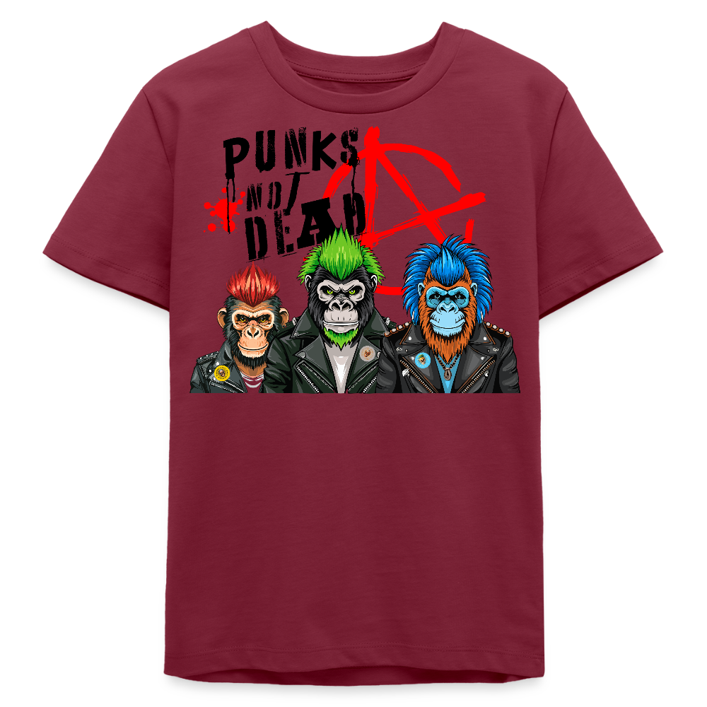 MNJS TEENS Bio T-Shirt mit PUNKS NOT DEAD PRINT - Burgunderrot