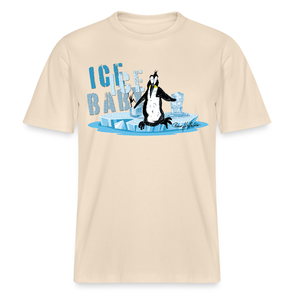 Unisex Bio-T-Shirt mit ICE ICE BABY PINGUIN PRINT - Weißgrau