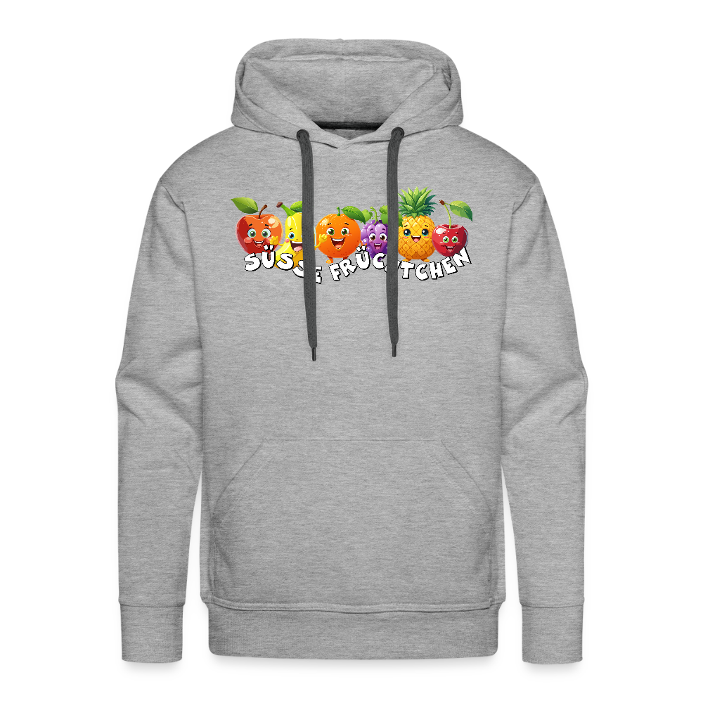 Männer Premium Hoodie mit SÜSSE FRÜCHTCHEN PRINT - Grau meliert