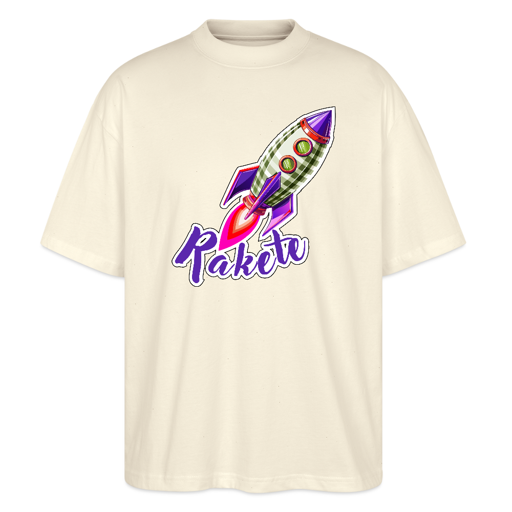Oversized Unisex T-Shirt mit RAKETE PRINT - Weißgrau