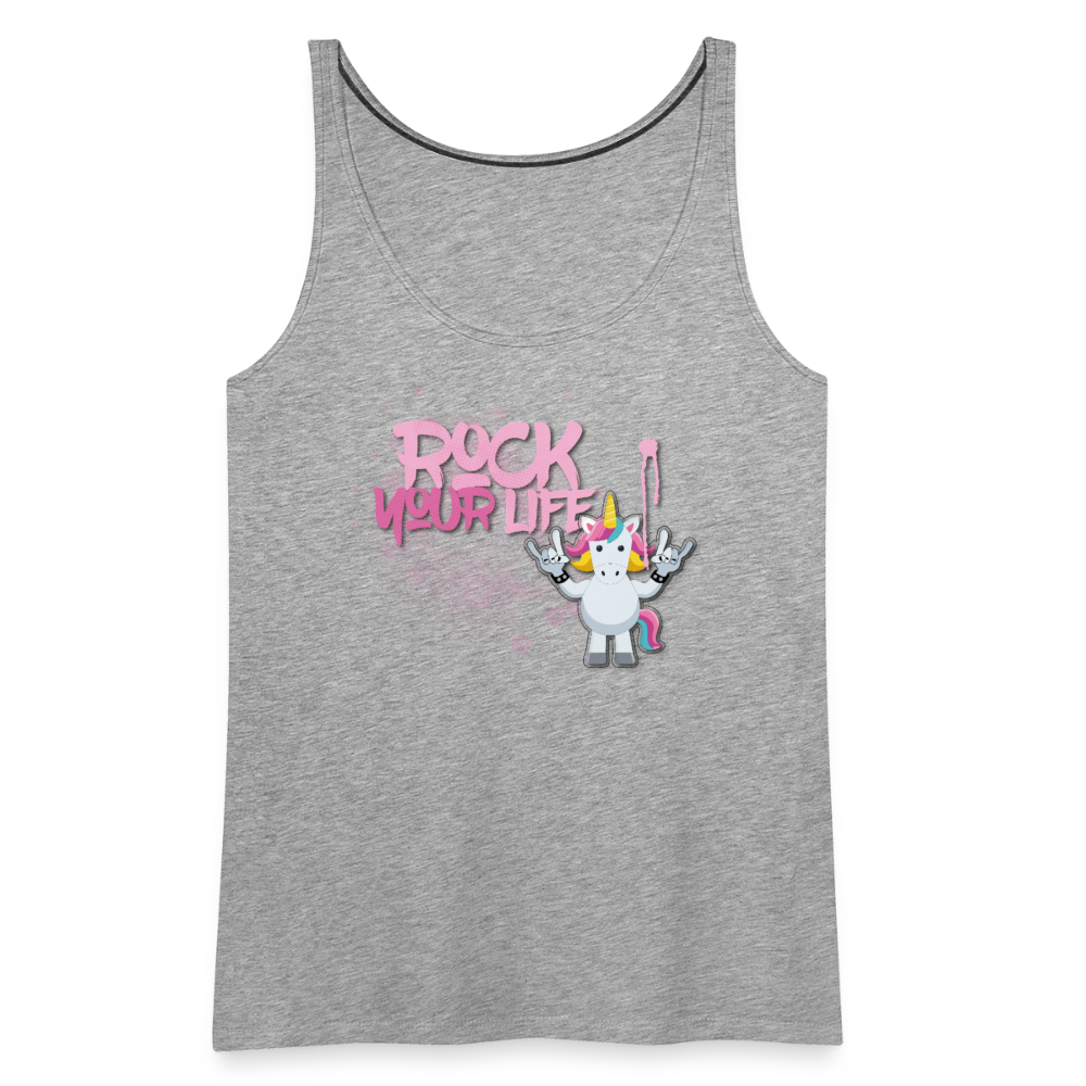 Frauen Premium Tank Top mit ROCK YOUR LIFE PRINT - Grau meliert