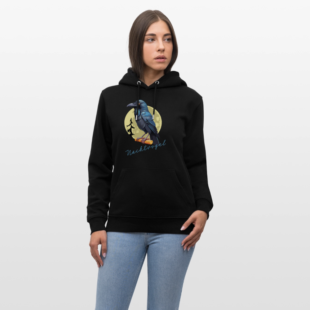 Unisex Hoodie mit NACHTVOGEL PRINT - Schwarz