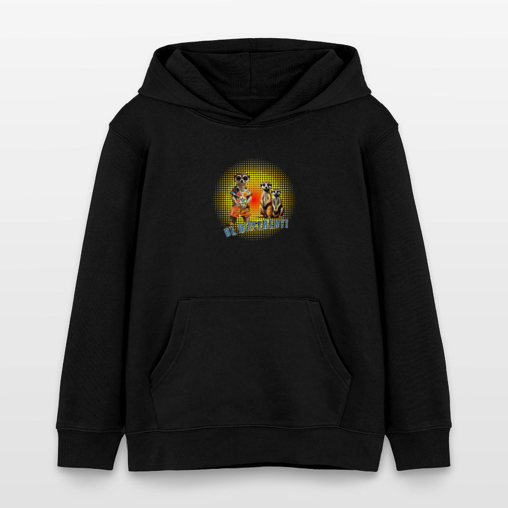 MNJS KIDS Bio-Hoodie mit BE DIFFERENT PRINT - Schwarz