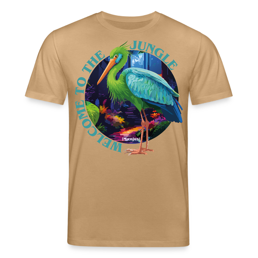 Unisex Bio-T-Shirt mit WELCOME TO THE JUNGLE PRINT Vorderseite - Karamell