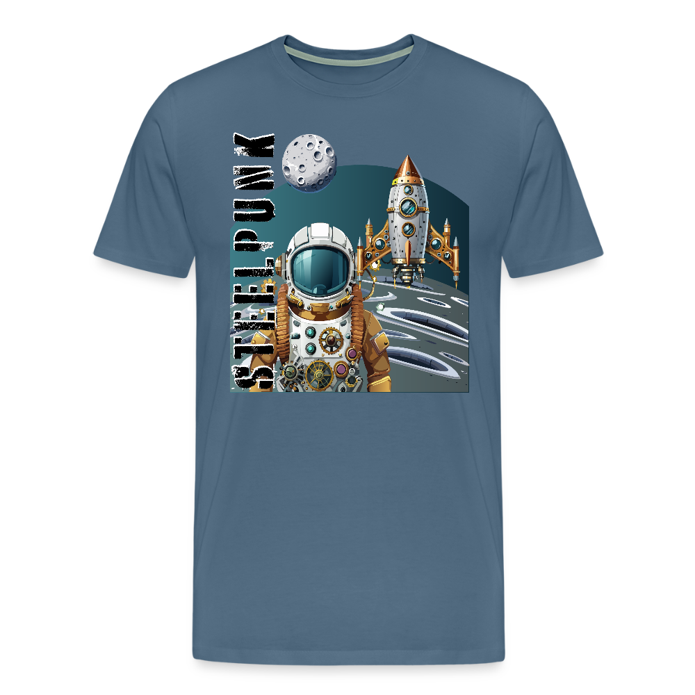 Männer Premium T-Shirt mit STEELPUNK PRINT - Blaugrau