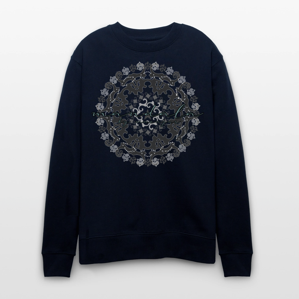 Unisex Bio-Sweatshirt mit BLACK MANDALA PRINT - Navy