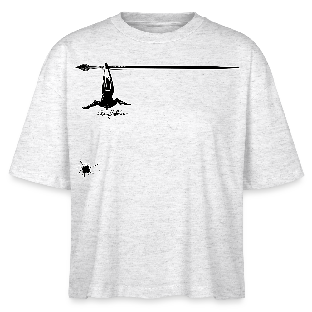 Frauen Boxy Bio-T-Shirt mit MÄNNLE PRINT - Weiß meliert