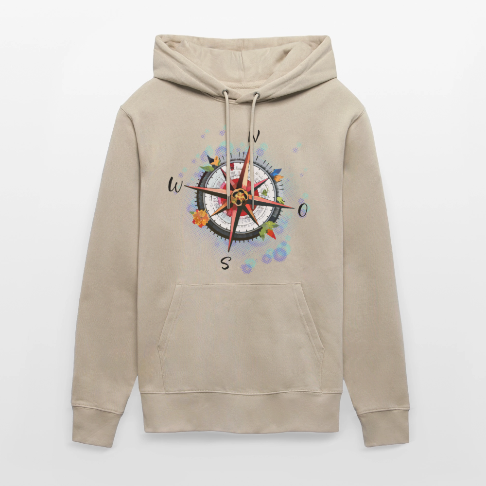 Unisex Hoodie mit WINDROSE PRINT - Beige