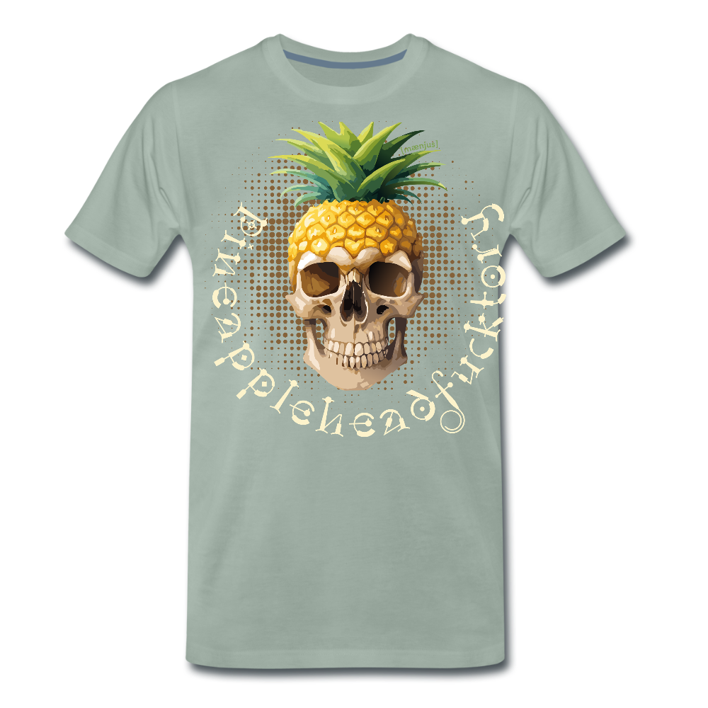 Männer Premium T-Shirt mit PINEAPPLEHEAD SKULL PRINT - Graugrün