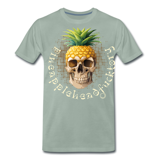 Männer Premium T-Shirt mit PINEAPPLEHEAD SKULL PRINT - Graugrün