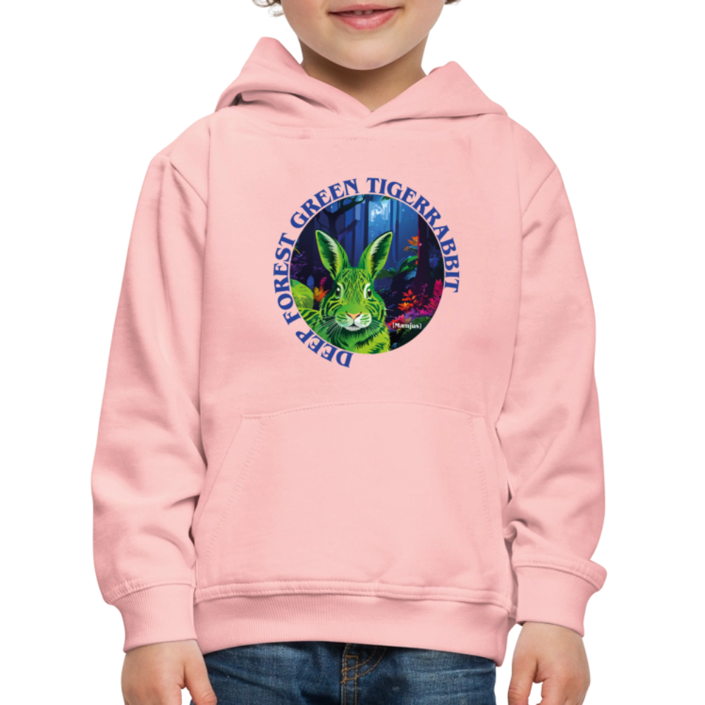 MNJS KIDS Premium Hoodie mit DEEP FOREST GREEN TIGERRABBIT PRINT - Kristallrosa