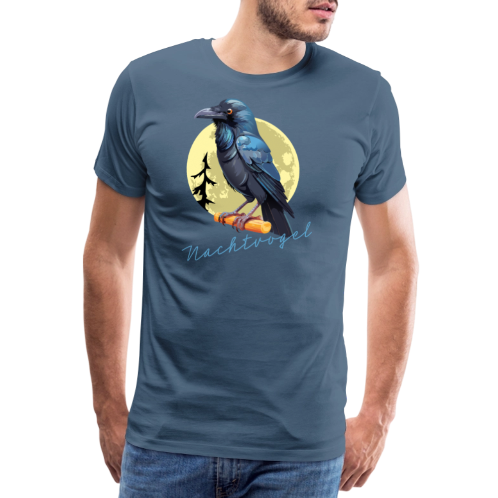 Männer Premium T-Shirt mit NACHTVOGEL PRINT - Blaugrau
