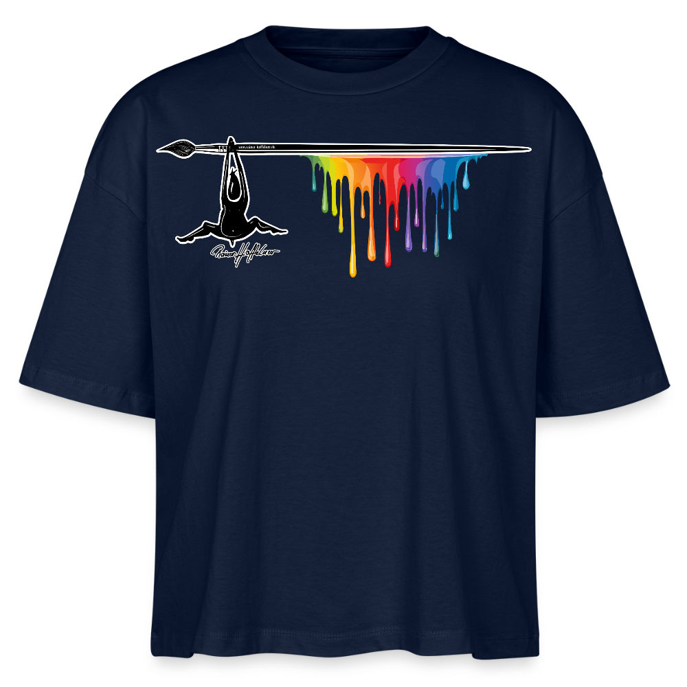 Frauen Boxy Bio-T-Shirt mit MÄNNLE PRINT - Navy
