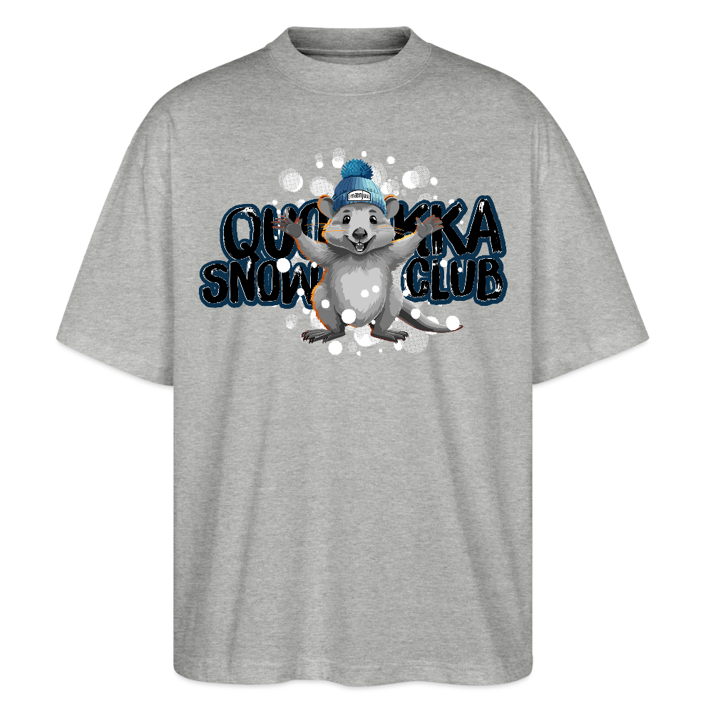 Oversized Unisex Bio T-Shirt mit QUOKKA SNOWCLUB PRINT - Grau meliert