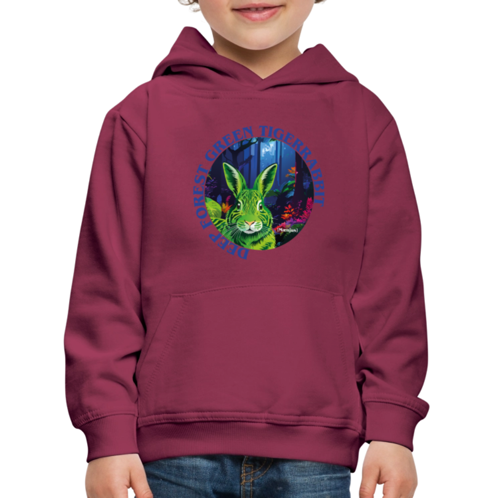 MNJS KIDS Premium Hoodie mit DEEP FOREST GREEN TIGERRABBIT PRINT - Bordeaux