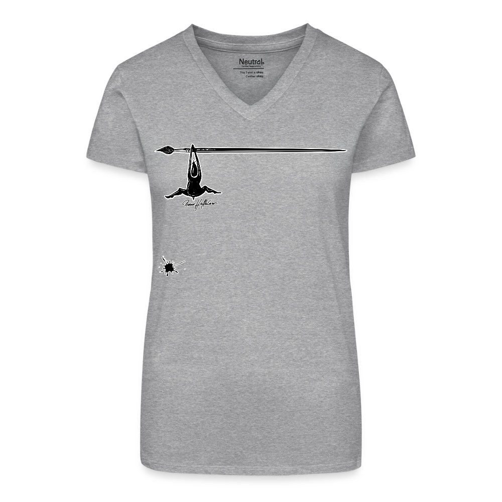 Bio Frauen T-Shirt mit V-Ausschnitt mit MÄNNLE PRINT - Grau meliert