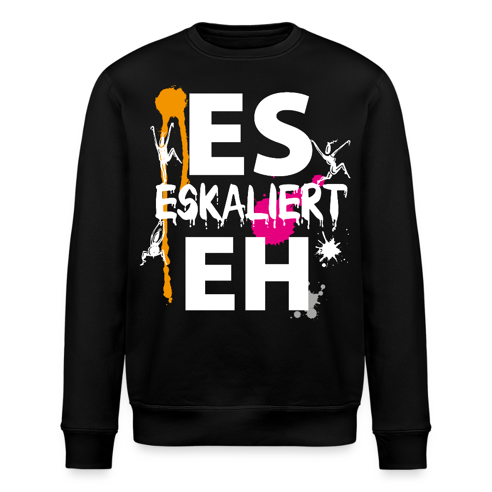 Unisex Bio-Sweatshirt mit ES ESKALIERT EH PRINT - Schwarz