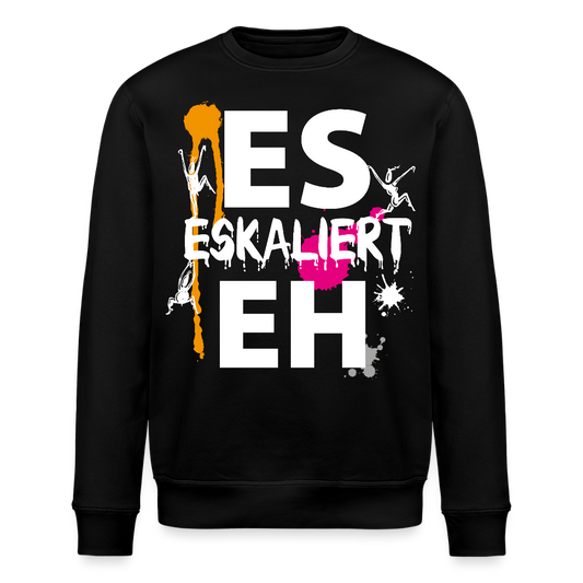 Unisex Bio-Sweatshirt mit ES ESKALIERT EH PRINT - Schwarz
