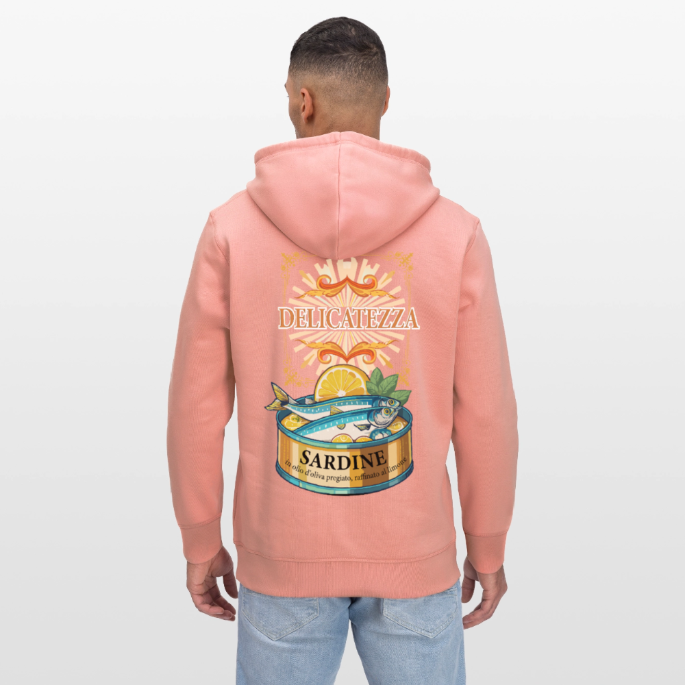 Unisex Bio-Hoodie mit DELICATEZZA SARDINE PRINT Rückseite - Altrosa