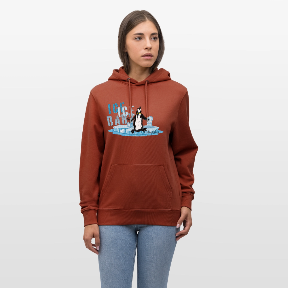 Unisex Bio-Hoodie mit ICE ICE BABY PINGUIN PRINT - Terrakotta
