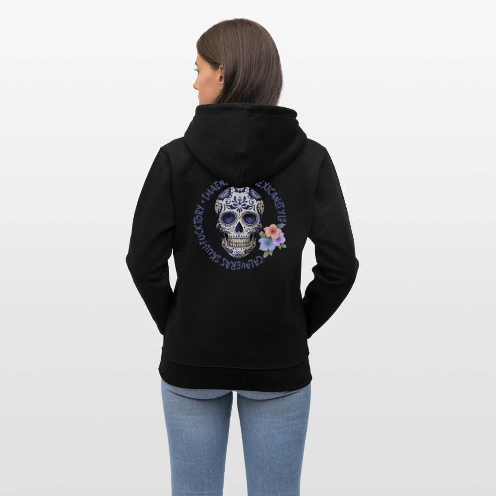 Unisex Hoodie mit MAENJUS MEXICANSTYLE PRINT Vorder- und Rückseite - Schwarz