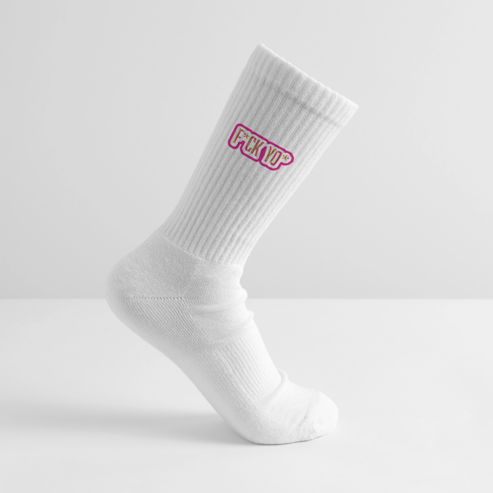 Tennissocken mit F*CK YO* Print - Weiß