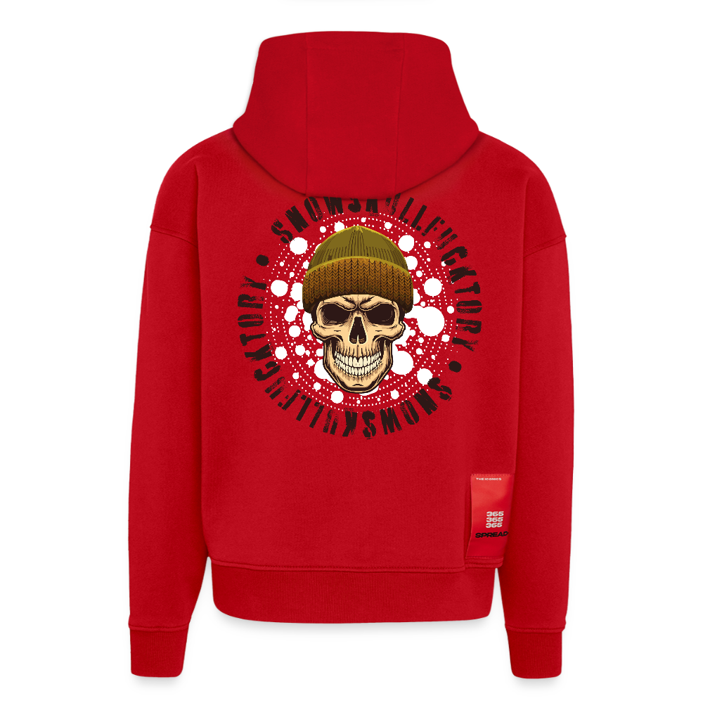 Heavyweight Oversized Organic Hoodie mit SNOWSKULL PRINT - Rot