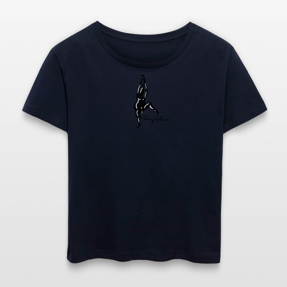 Relaxed Rundhals Frauen Bio-T-Shirt mit TUSCHEMÄNNCHEN PRINT - Navy