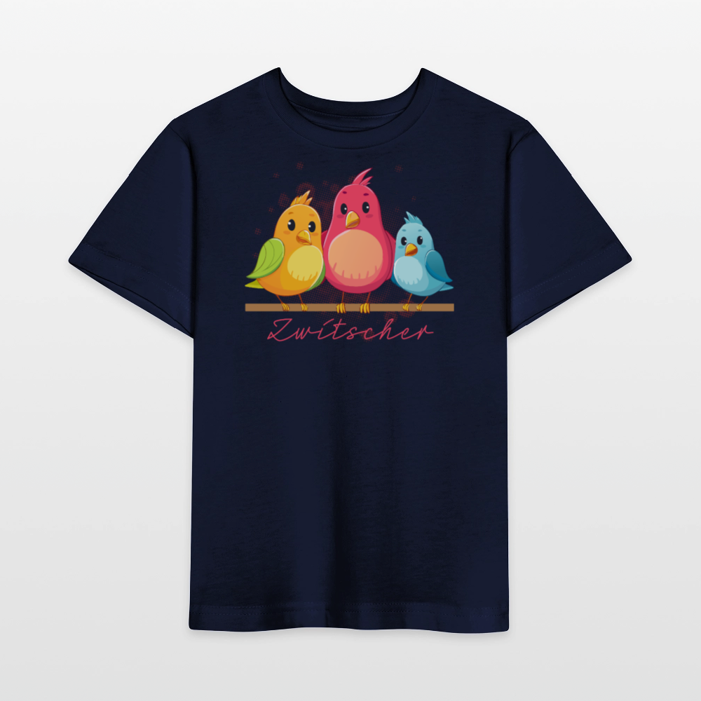 Kinder T-Shirt MINI mit Zwitschergäng Print - Navy